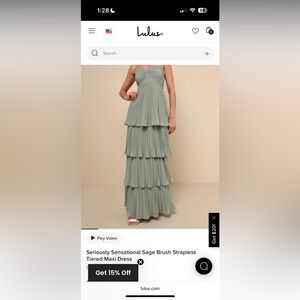 Seriously Sensational Sage Brush Strapless Tiered Maxi Dress